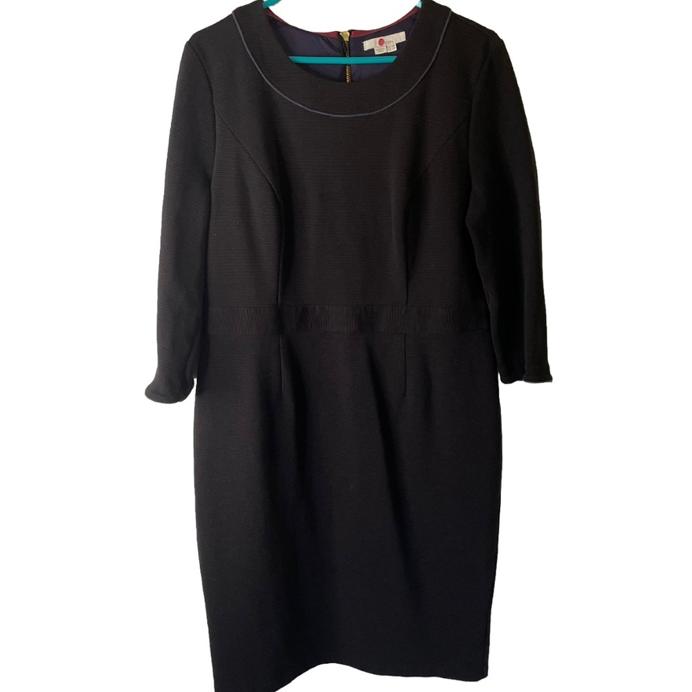 Boden Black Midi Dress with Subtle Trim